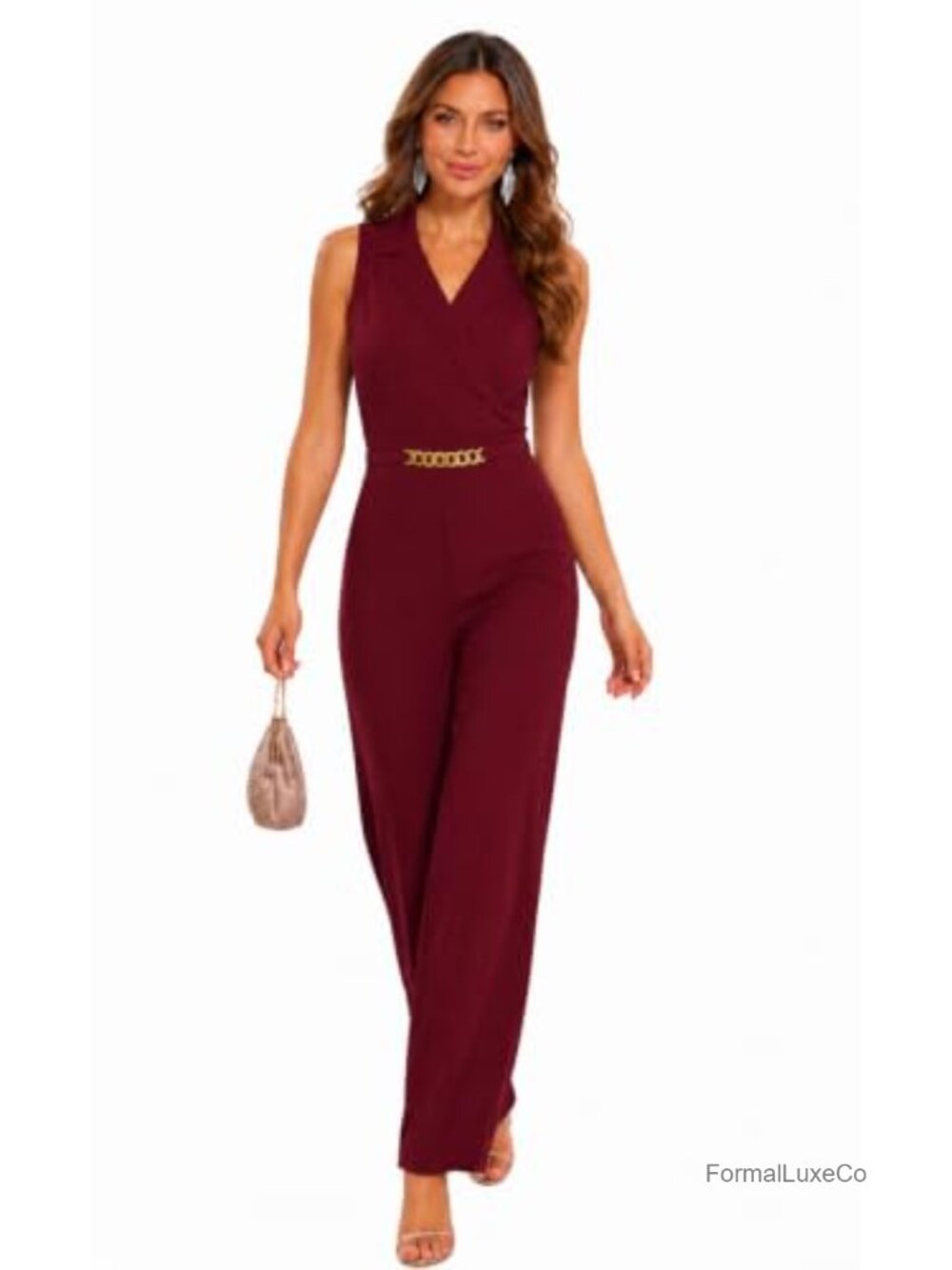 Women's Strapless Tube Top Jumpsuit Belted Wide Leg with Pockets Sleeveless